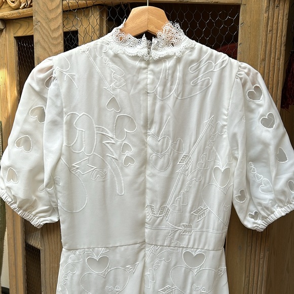 Sthela & Co White Embroidered Eyelet Lace Cut Out Short Sleeve Maxi Dress - Picture 10 of 14